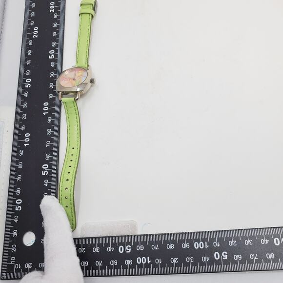 Disney Tinker Bell Silver Watch Green Band Women's Accessory - Picture 9 of 11